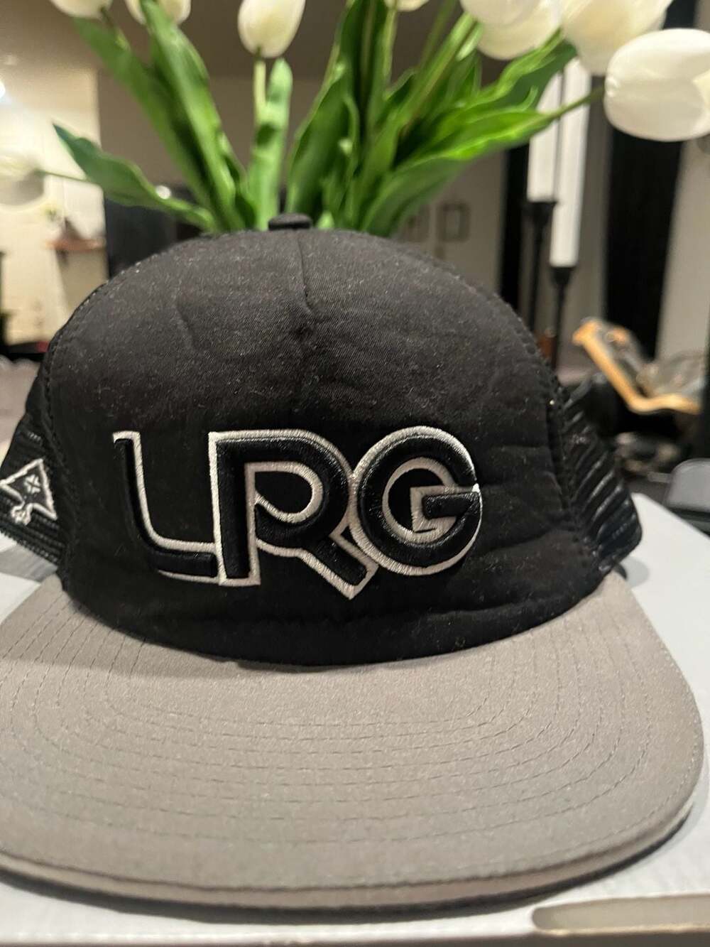 LRG True Heads Mesh Trucker Snapback Hat Black Grey
